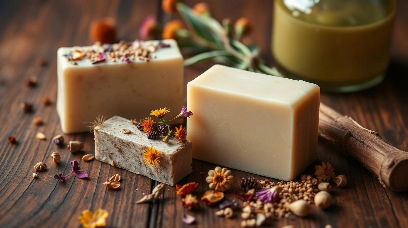 Jabones artesanales con ingredientes botánicos naturales