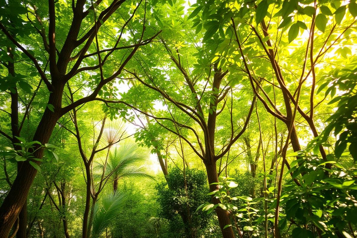 Naturaleza y sustentabilidad, bosque con luz natural